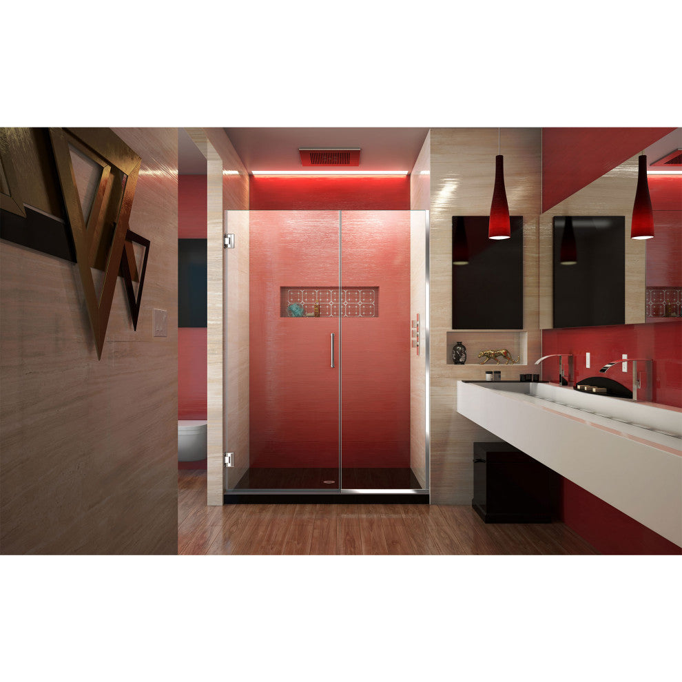 DreamLine Unidoor Plus 51.5" to 52"x72" Hinged Shower Door, Chrome