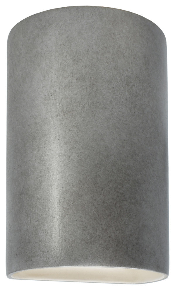 Ambiance LED Outdoor Small Ceramic Cylinder Wall Sconce with Open Top & Bottom, Antique Silver