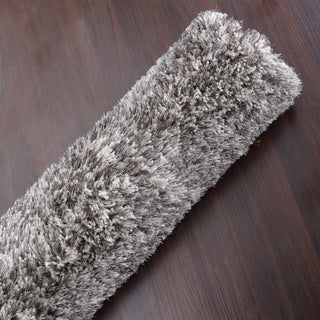 HAND TUFTED SHAG POLYESTER ECO-FRIENDLY AREA RUGS -Gray White Color,Solid Design