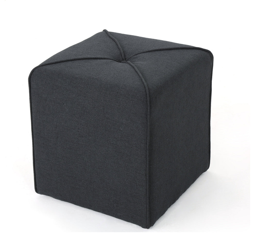 GDF Studio Tammy Fabric Square Ottoman, Dark Charcoal