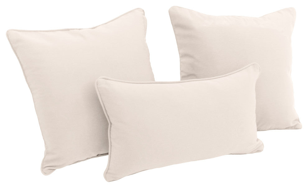 Double-Corded Solid Twill Throw Pillows With Inserts, Set of 3, Natural