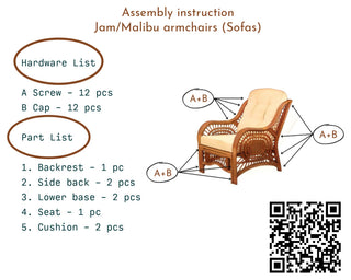 Malibu Lounge Armchair, Natural Rattan Wicker Handmade, Colonial, Cream Cushions