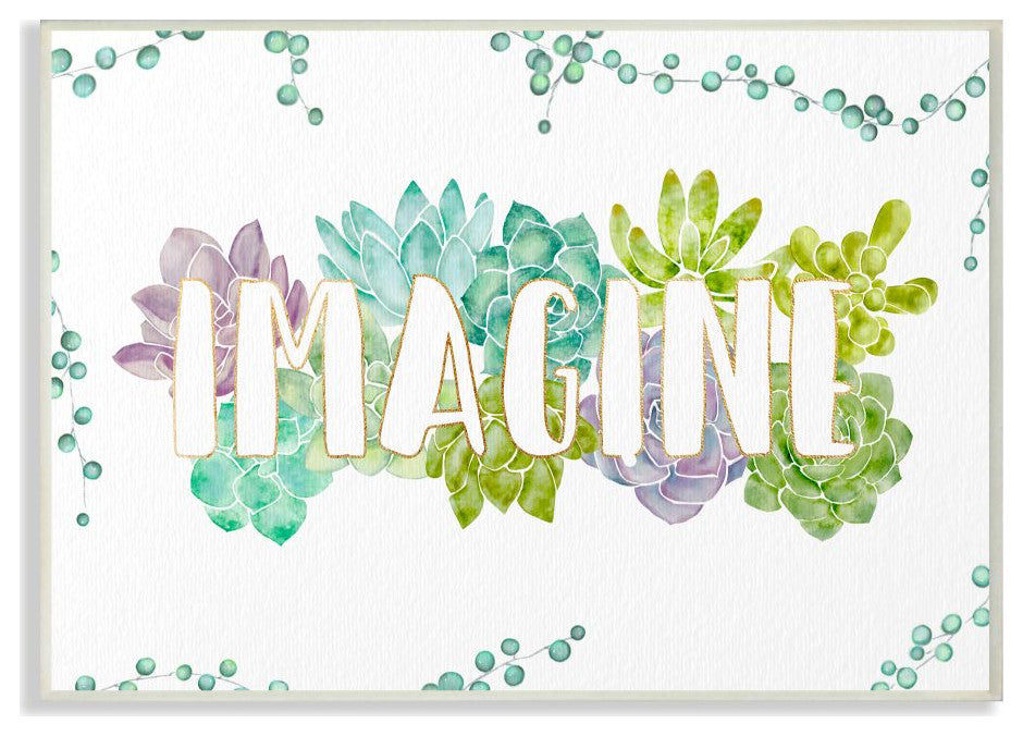 Stupell Industries Imagine Succulent Flowers Green Purple, 10 x 15