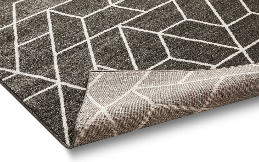 Well Woven Serenity Tume Modern Distressed Geo shapes Gray Runner Rug SE-127