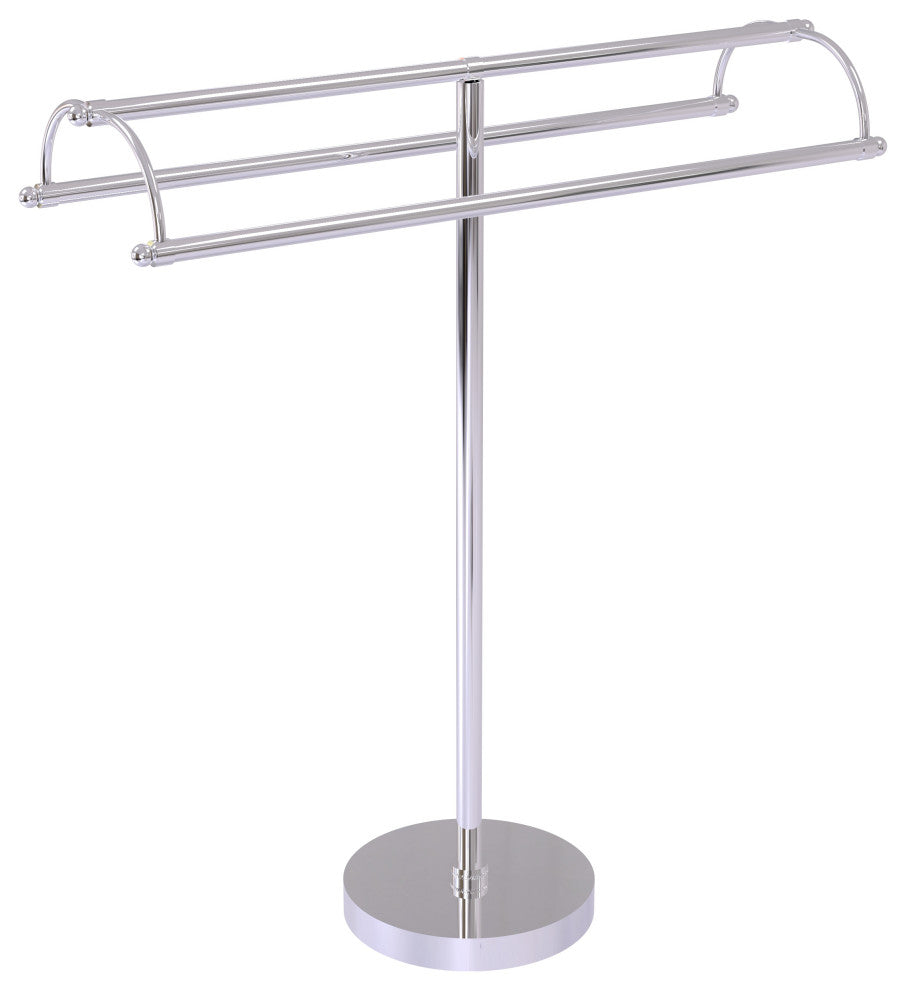 Free Standing Double Arm Towel Holder, Polished Chrome