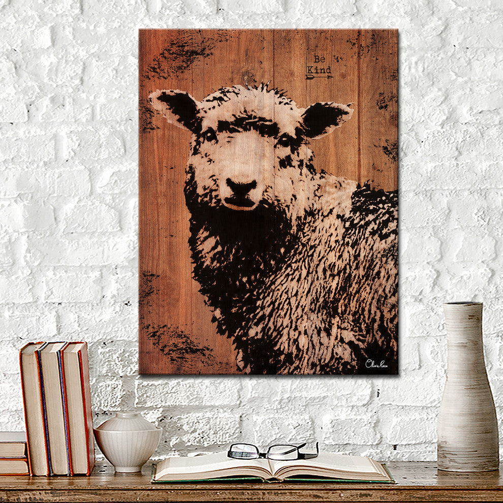 Ready2HangArt Farmhouse 'Sheep' Wrapped Canvas Animal Wall Art, 16"x20"