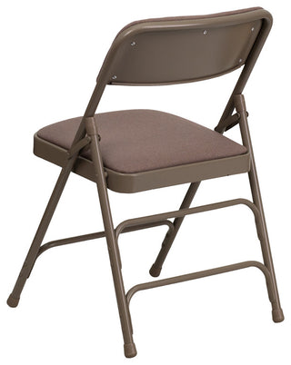 2 Pack HERCULES Curved Triple Braced & Double Hinged Folding Chairs, Beige Fabric/Beige Frame