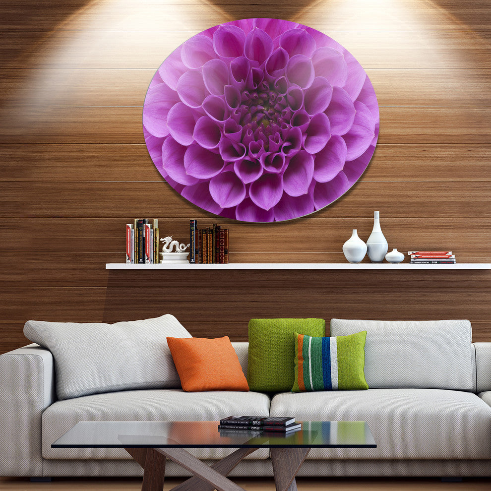 Light Purple Flower And Petals, Modern Floral Round Wall Art, 11"