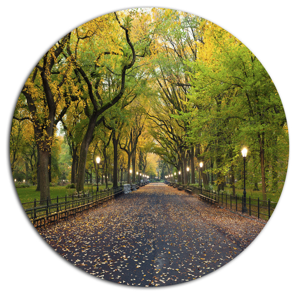The Mall Area In Central Park, Landscape Round Wall Art, 11"