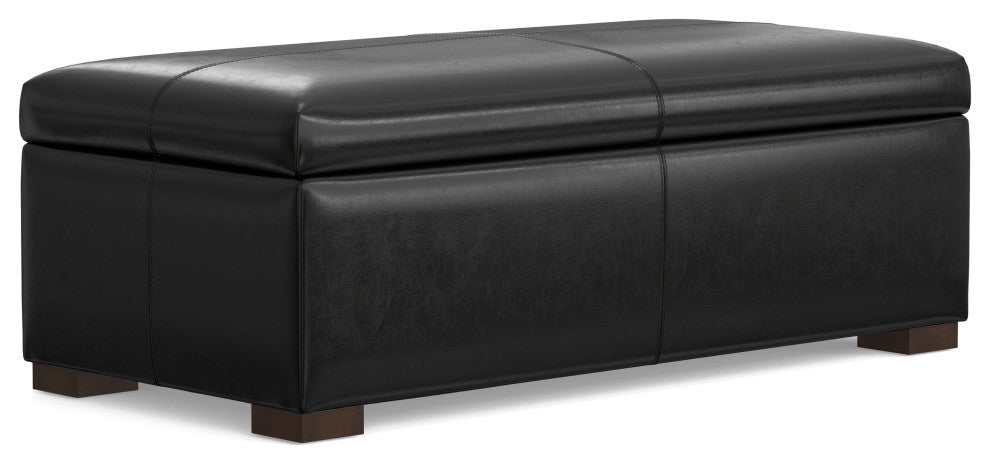 Gabbie Rectangular Storage Ottoman, Midnight Black