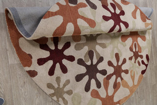 Floral Oushak Oriental Hand-Tufted Indian 8ft Round Area Rug, Beige, 7'10"X7'10"