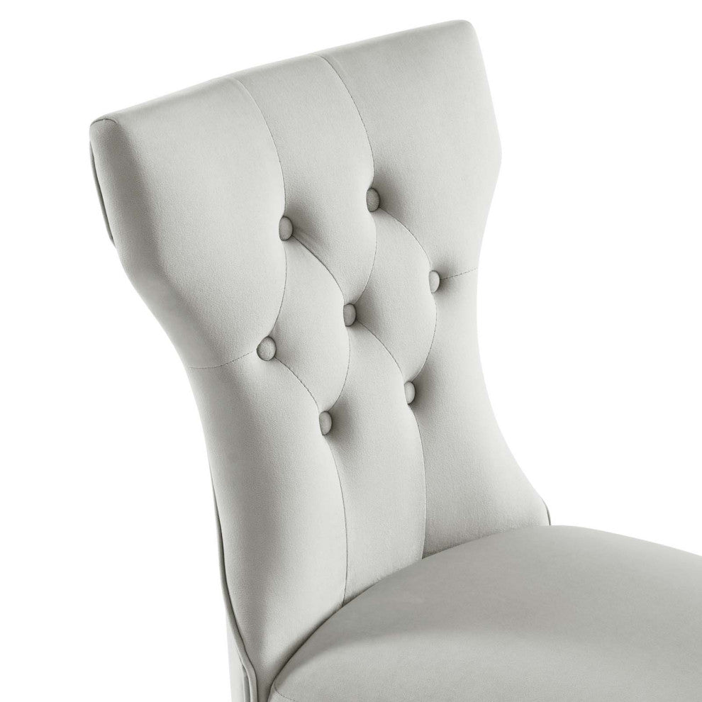 Silhouette Performance Velvet Dining Chairs, Set of 2, Light Gray