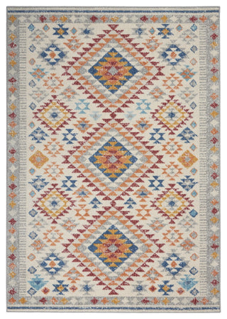 5" x 7" Ivory and Red Diamonds Area Rug