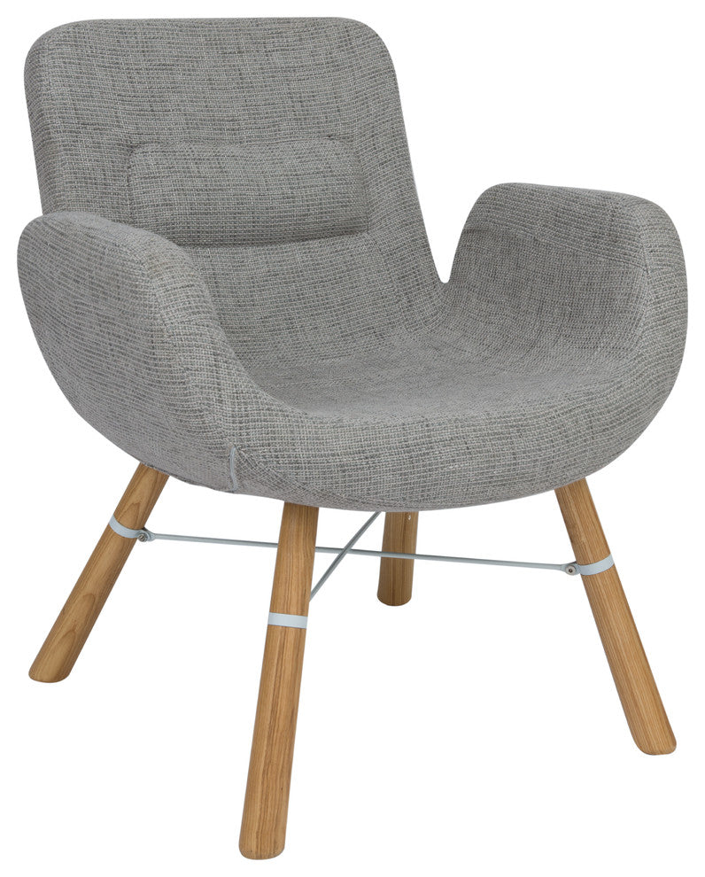 LeisureMod Milwood Mid-Century Accent Side Lounge Armchair W/ Dowel Legs, Grey