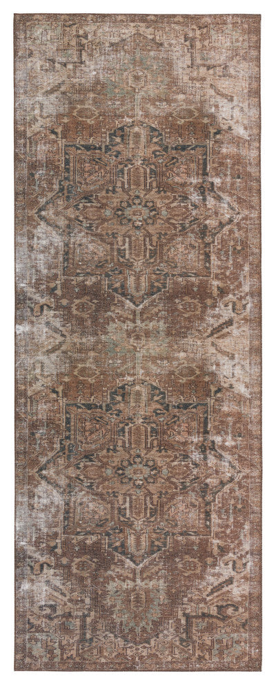 Kate Lester + Jaipur Living Minita Medallion Brown/ Tan Runner Rug 3'X8'