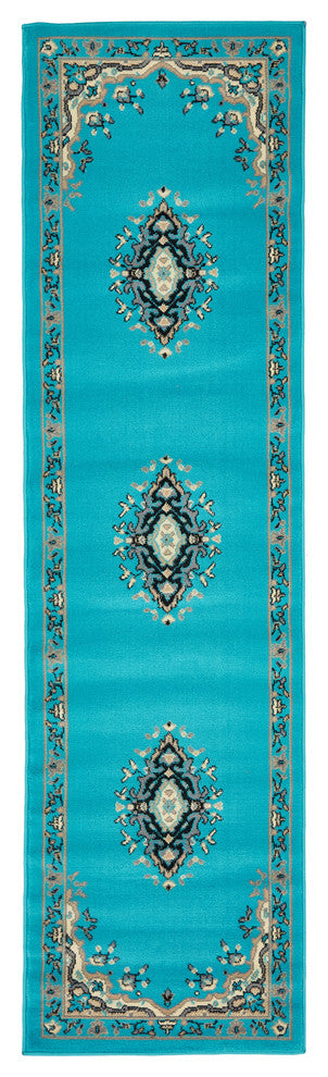Unique Loom Turquoise Washington Reza 2' 2 x 8' 2 Runner Rug