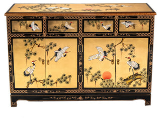 Gold Lacquer Sideboard Cranes