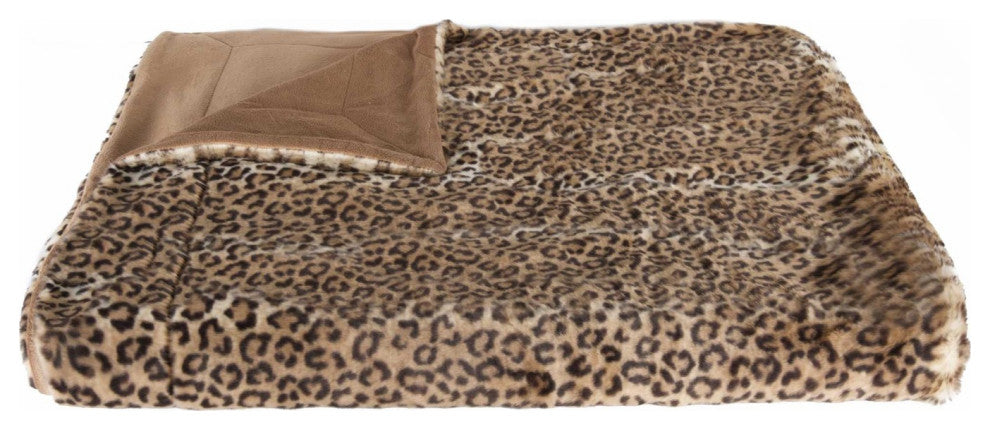 HomeRoots 50" x 60" Burke Leopard Fur Throw