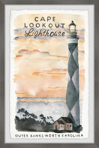 "Lookout Lighthouse" Framed Painting Print, 16x24