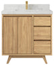 Madison Teak 36 Center Sink Bath Vanity in Light Natural 2" Calacatta Nuvo