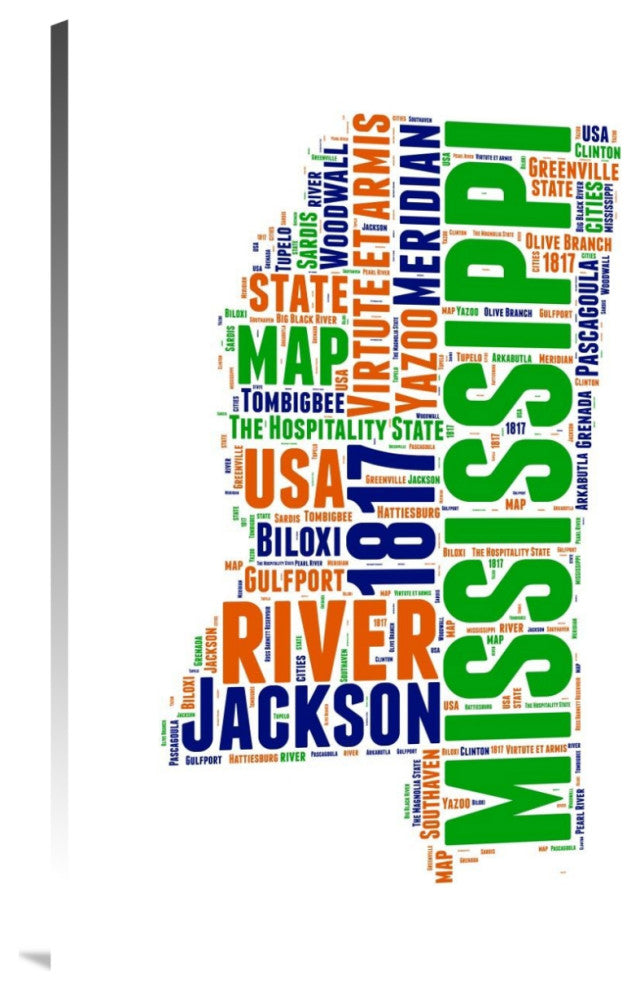 "Mississippi Word Cloud Map" Fine Art Print