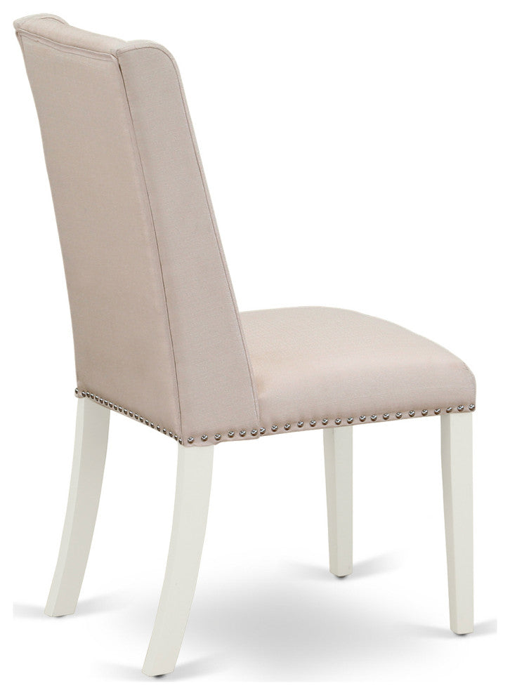 3Pc Dinette Set, Chairs, Butterfly Leaf Wood Table, Linen White