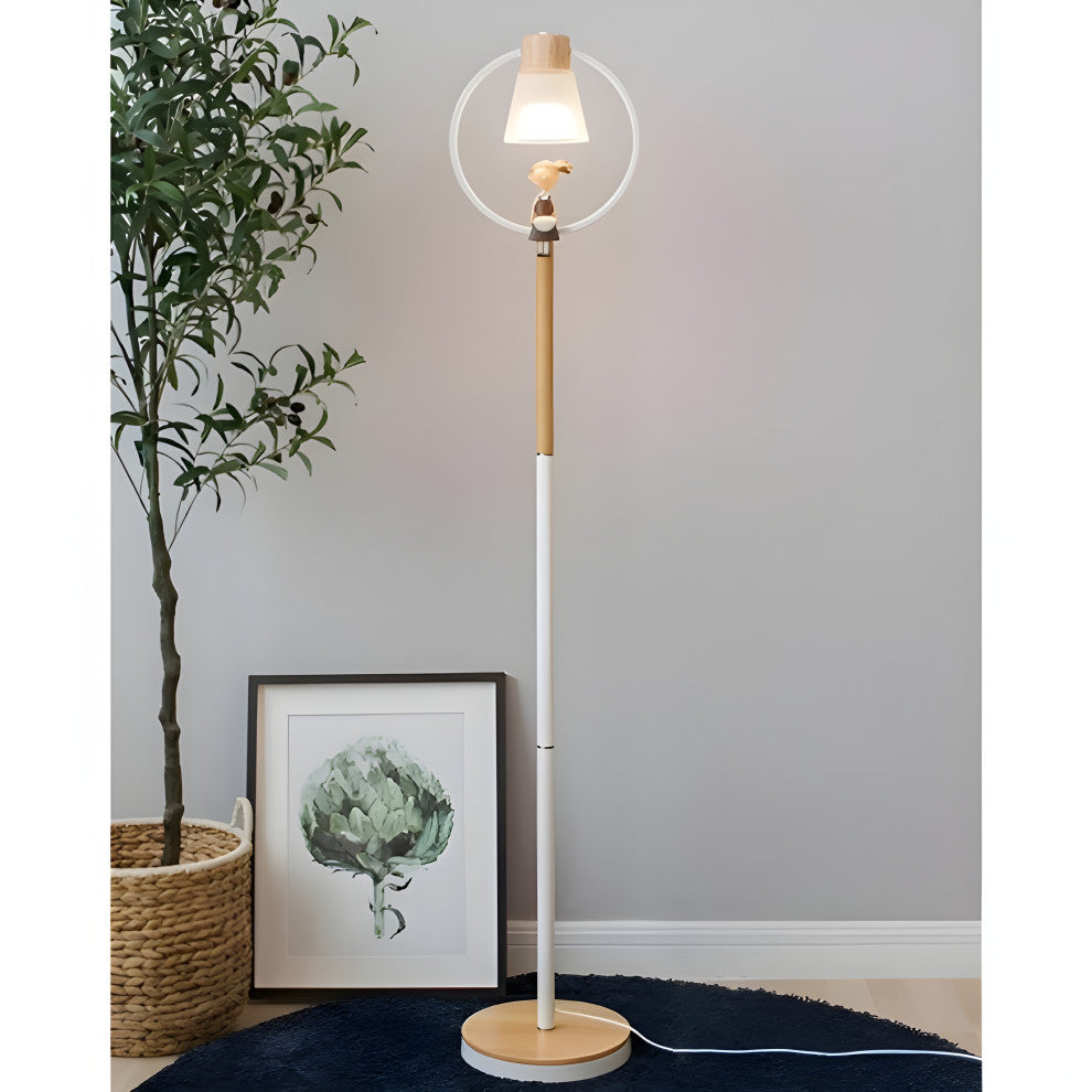 Corseaux | Creative Bell-Shaped LED Wooden Floor Lamp, Black, Bird