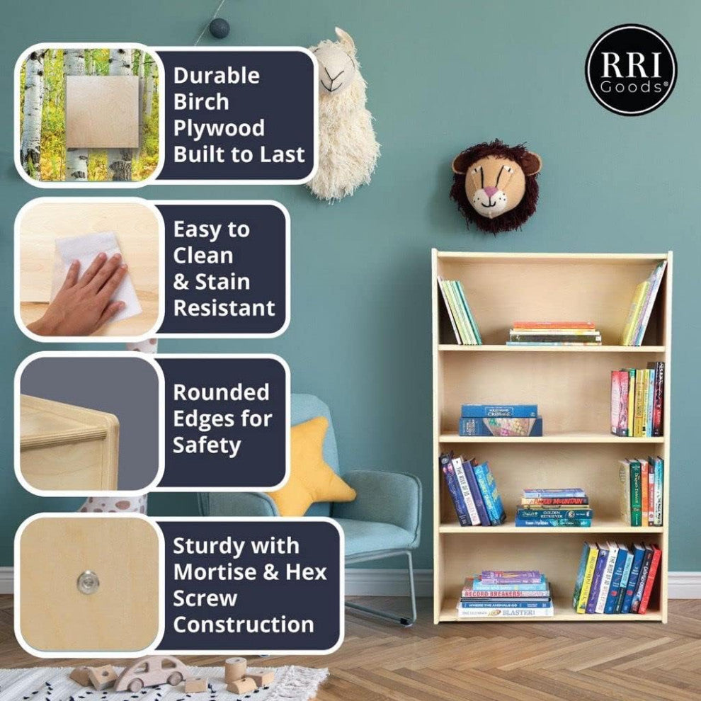 RRI Goods 2 Shelf Horizontal Bookcase With Wheels