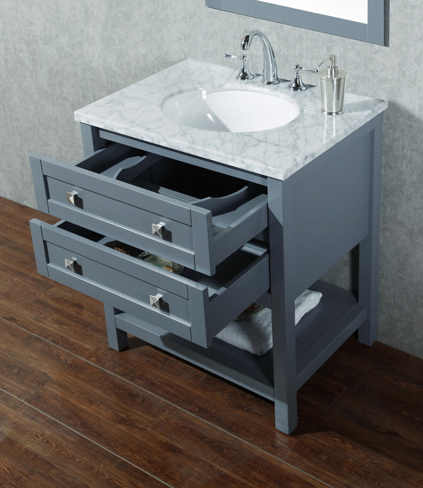 Marla 30" Single Sink Bathroom Vanity, Mirror, Gray