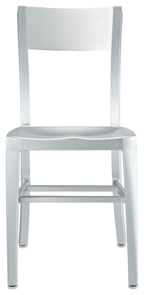 Modern Contemporary Kitchen Metal Dining Side Chair Silver, Outdoor and Indoor
