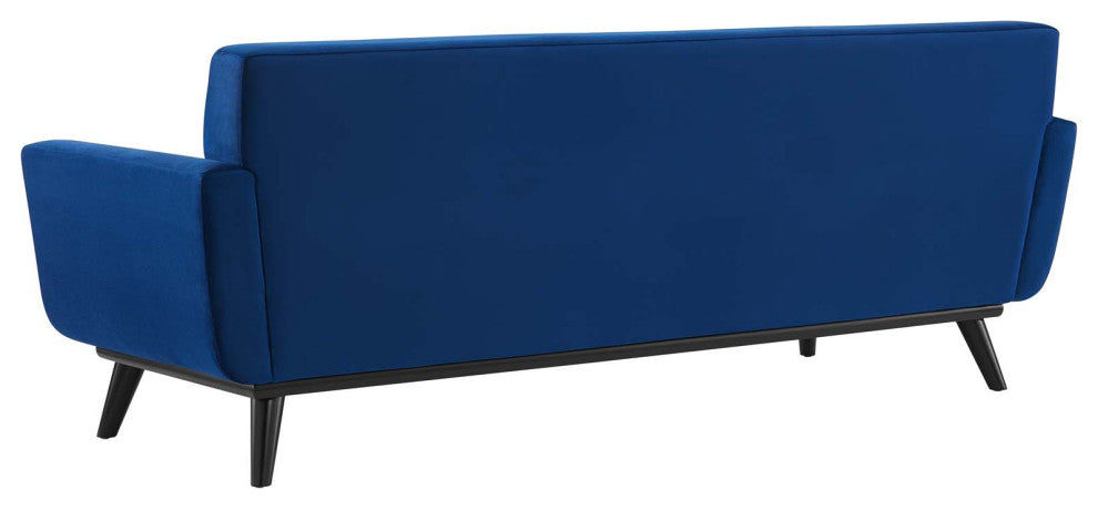Tufted Sofa, Velvet, Blue Navy, Modern, Living Lounge Hotel Lobby Hospitality