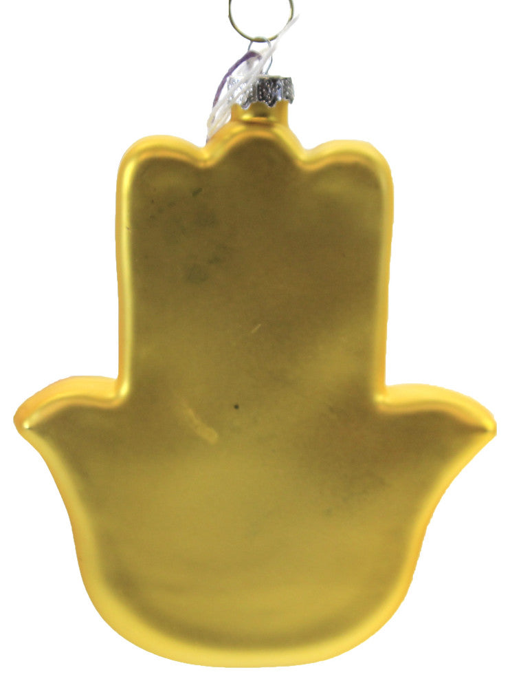 Holiday Ornament Hamsa Hand Glass Ayin Hara Evil Eye Faith Belief Go4113 Gold