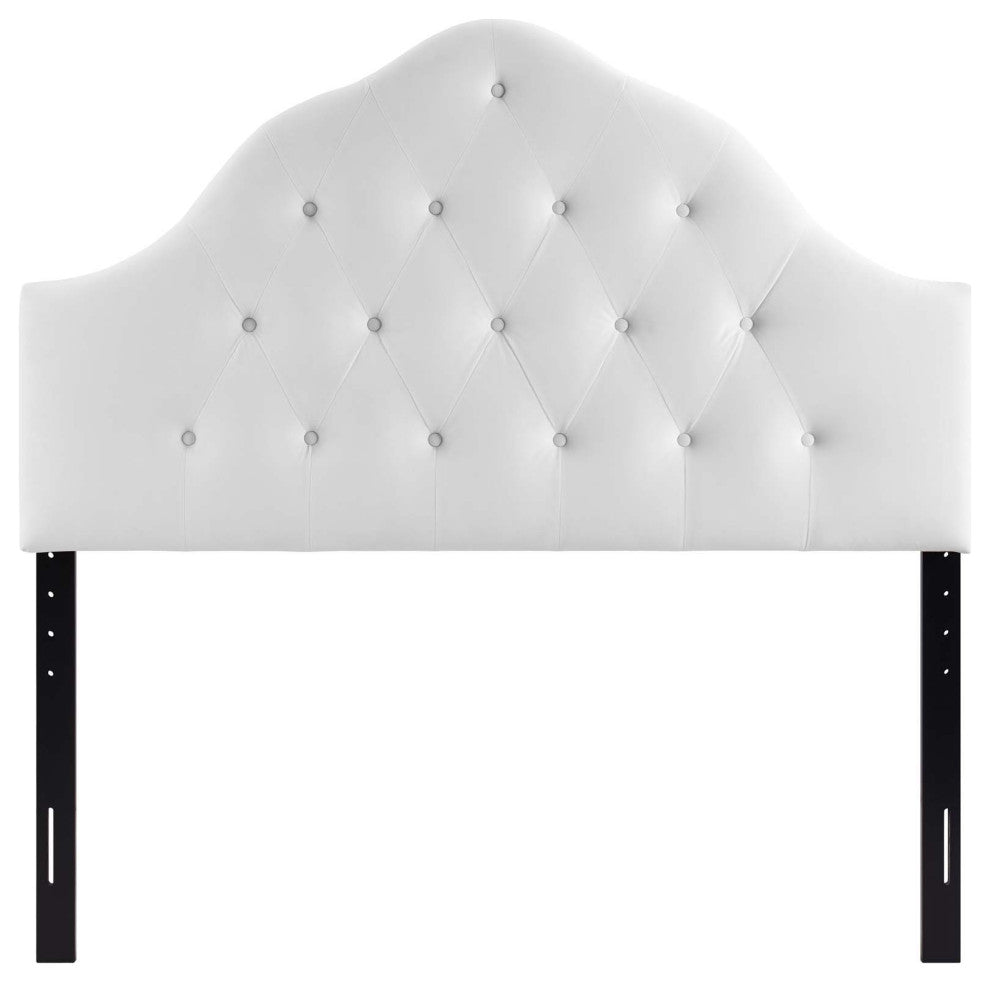 White Sovereign King Diamond Tufted Performance Velvet Headboard