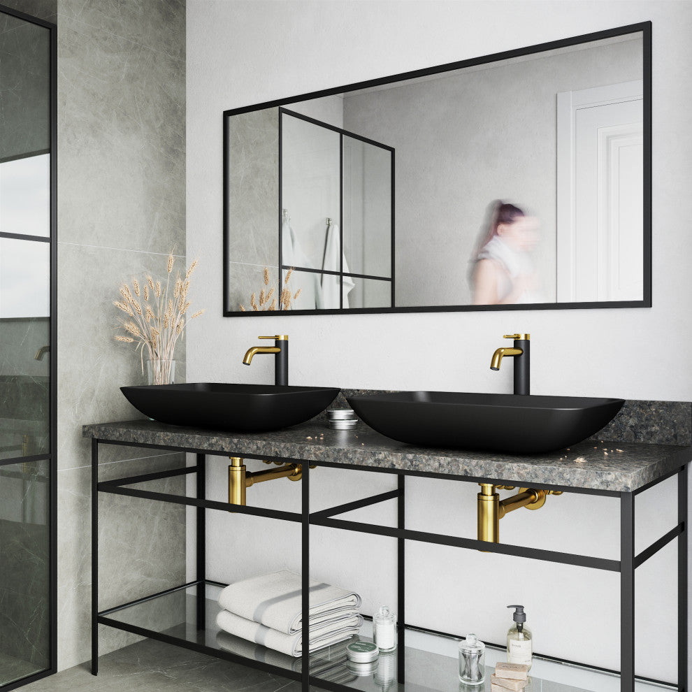 Hadyn 22"L x 14"W Glass Vessel Sink and Lexington 10"H Faucet Set