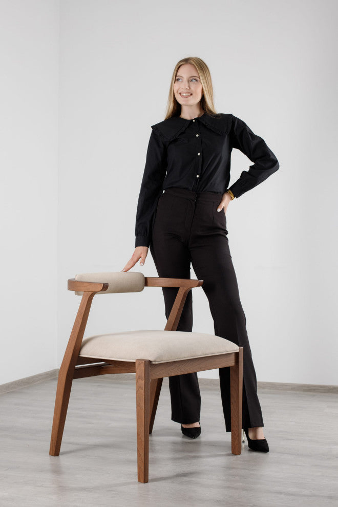 Ellis Dining Chair Brown With Beige Material