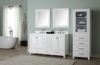 Avanity Modero 60" Double Vanity, White, Cala White Engineered Stone Top