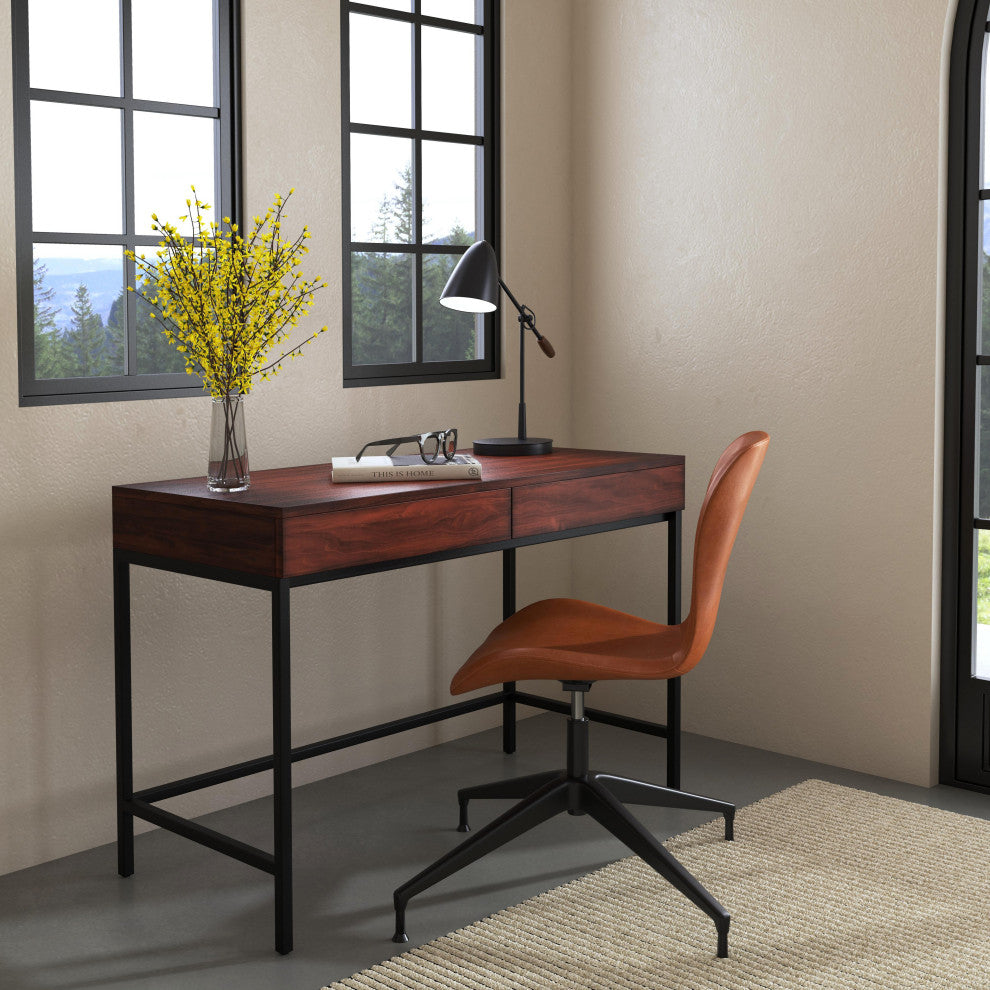 Carl 45" Wood and Metal Writing Desk