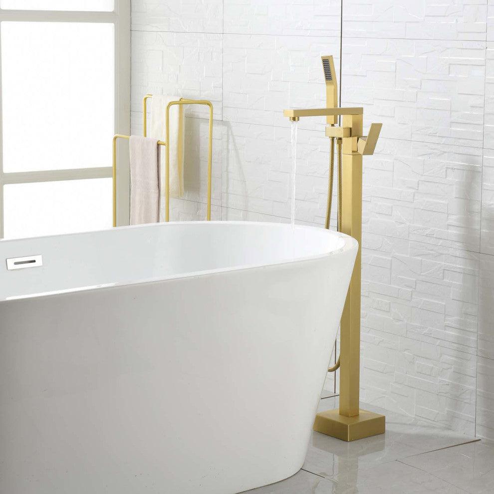Givingtree Single Handle Floor Mounted Freestanding Tub Filler,Brushed Nickel, G