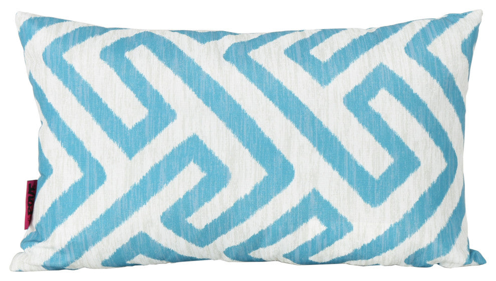 GDF Studio Manduka Outdoor Rectangular Pillow, Dark Teal/White Greek Key, Single