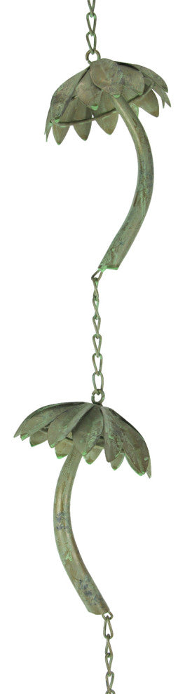 Metal Tropical Palm Tree Rain Chain with Attached Hanger 72 inch