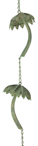 Metal Tropical Palm Tree Rain Chain with Attached Hanger 72 inch