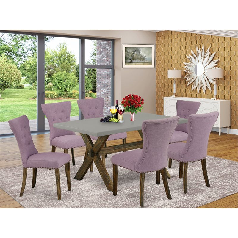 X796Ga740-7, 7-Piece Set, 6 Chairs and Table Hardwood