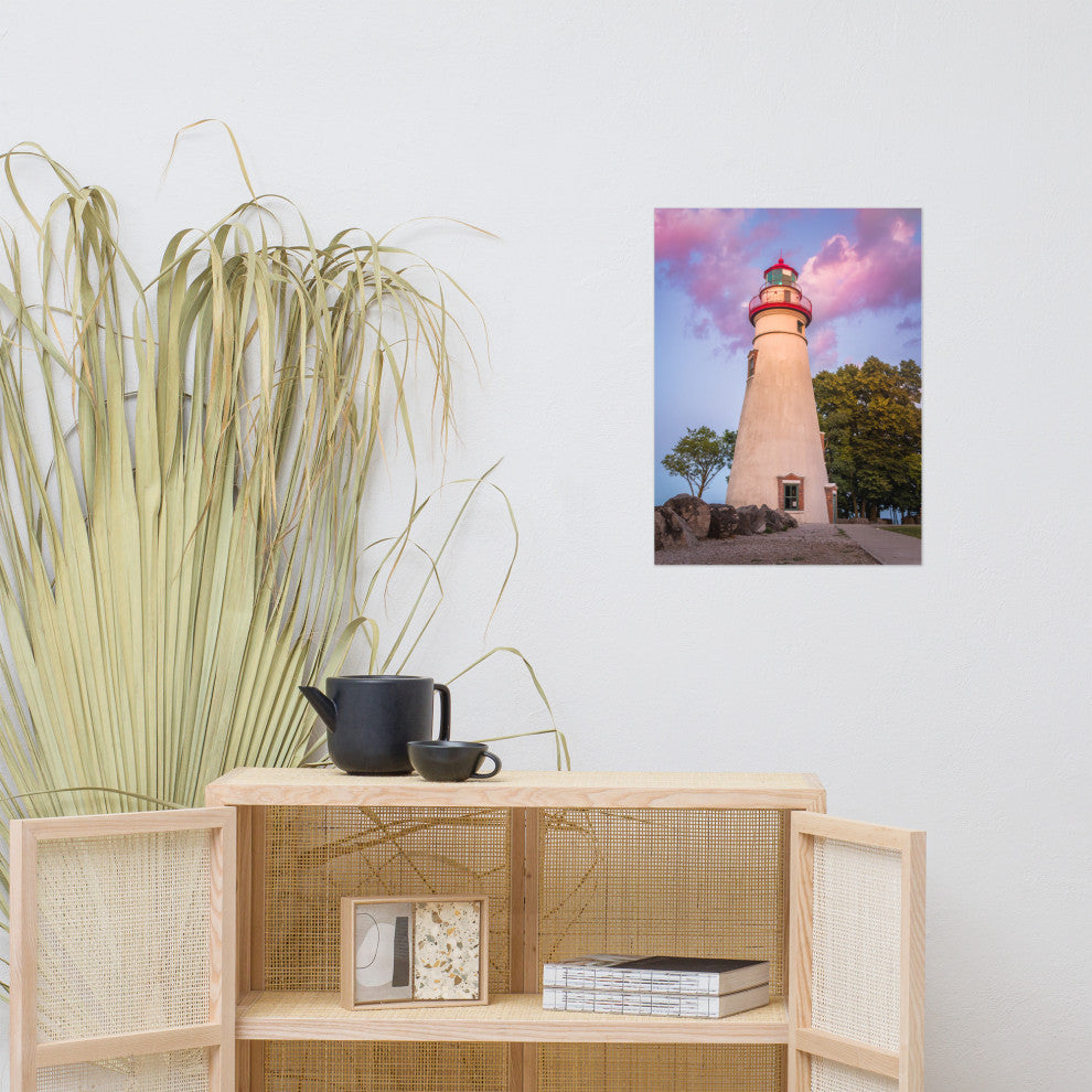 Marblehead Lighthouse at Sunset Coastal Landscape Unframed Wall Art Prints, 18" X 24"