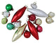 16-Piece Red and Green Traditional Finial Christmas Ornaments, 4", 101mm