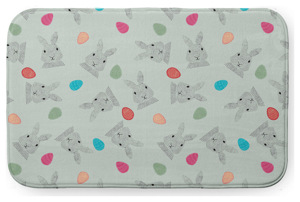34" x 21" Bunnies and Eggs Bathmat, Breezeway Green