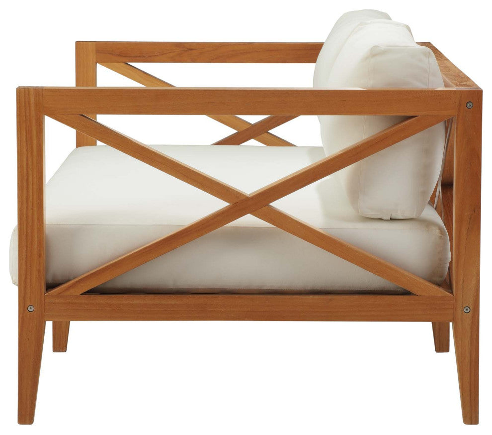 Modern Designer Outdoor Patio Garden Furniture Lounge Sofa, Wood, Natural White