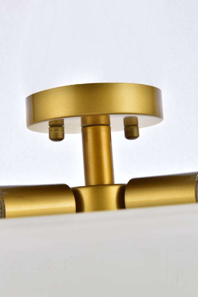 Jamie 3-Light Brass and White Glass Flush Mount