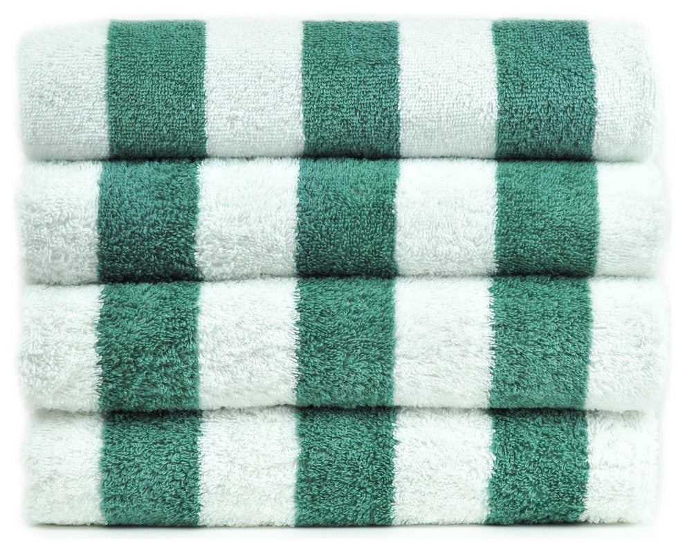 100% Cotton Pool Beach Towel, Cabana Green, Set of 4
