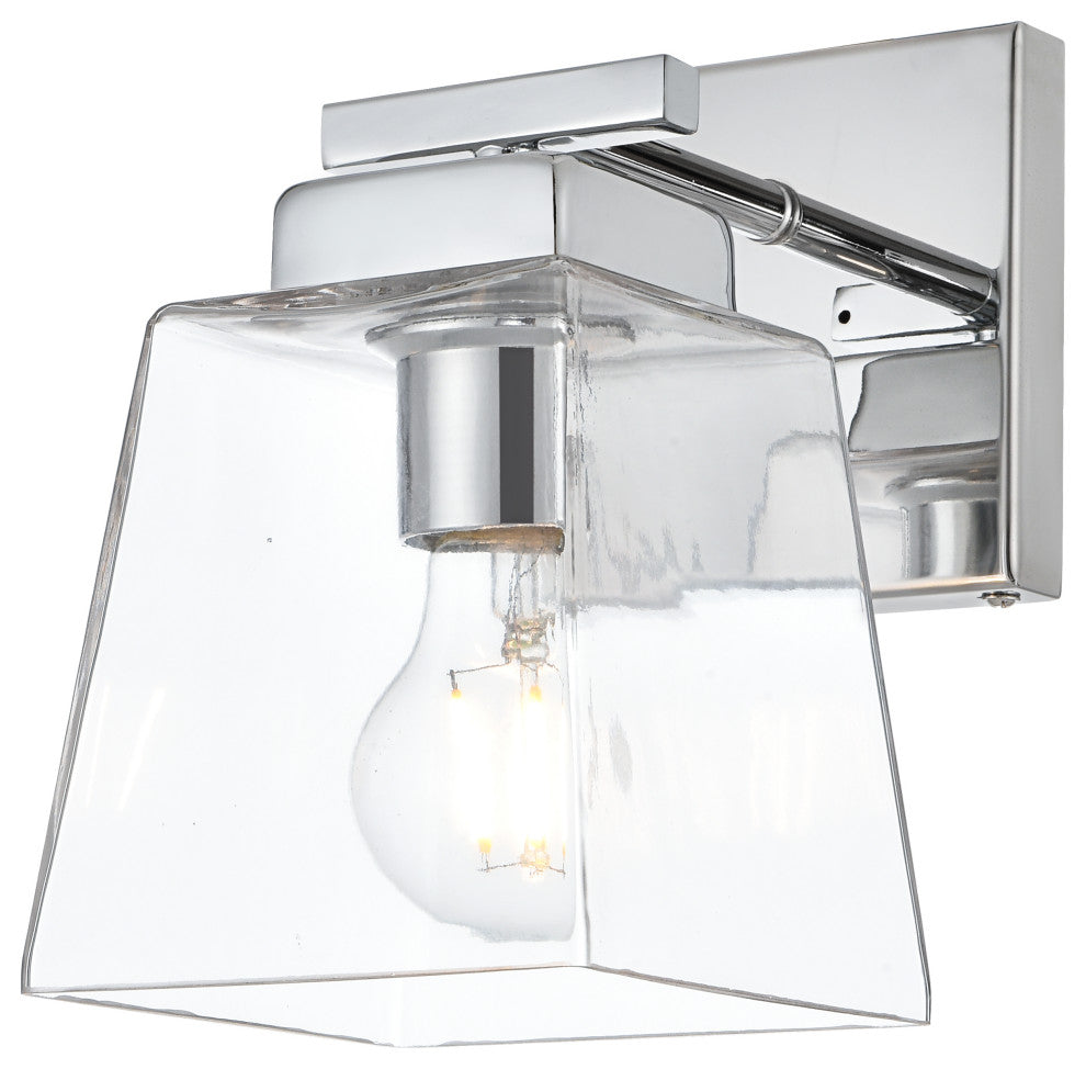 1 Light Chrome And Clear Bath Sconce