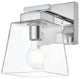 1 Light Chrome And Clear Bath Sconce